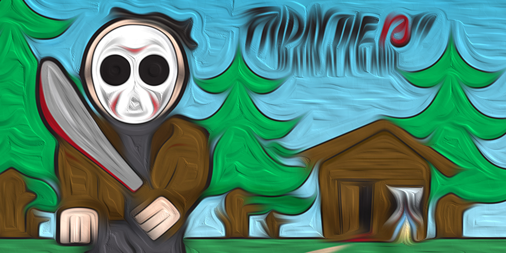 Painted effect on Jason Voorhees drawing