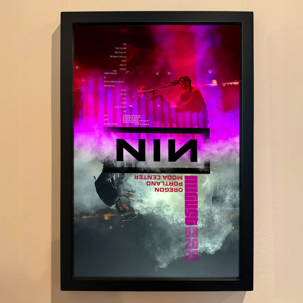 Framed poster for Nine Inch Nails at Moda Center in Portland August 8, 2025